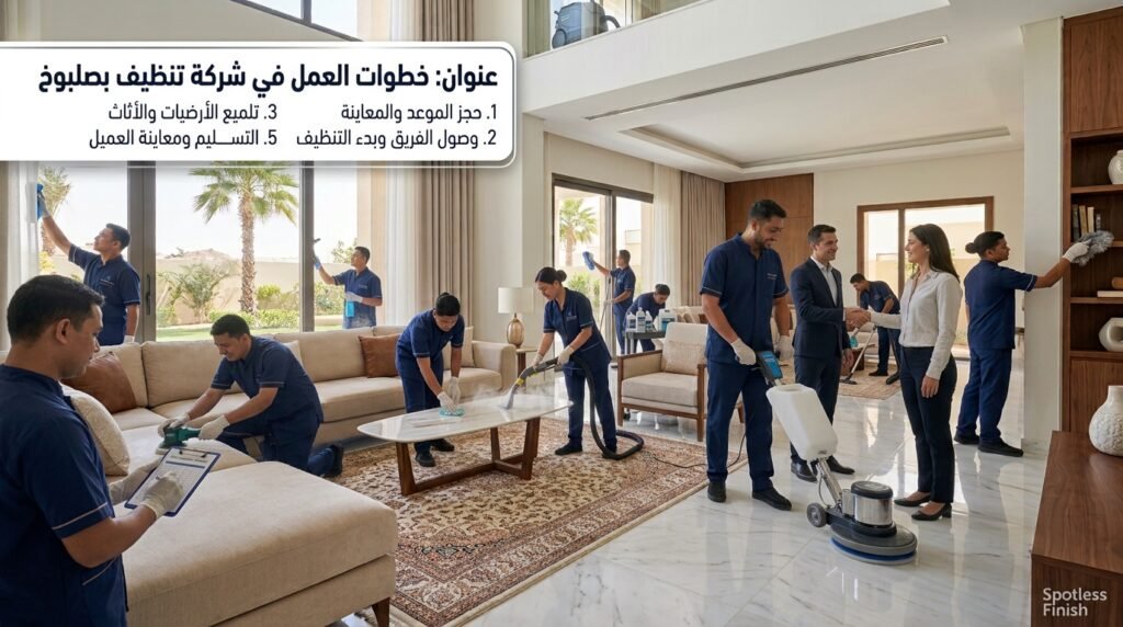 خطوات العمل في شركة تنظيف بصلبوخ